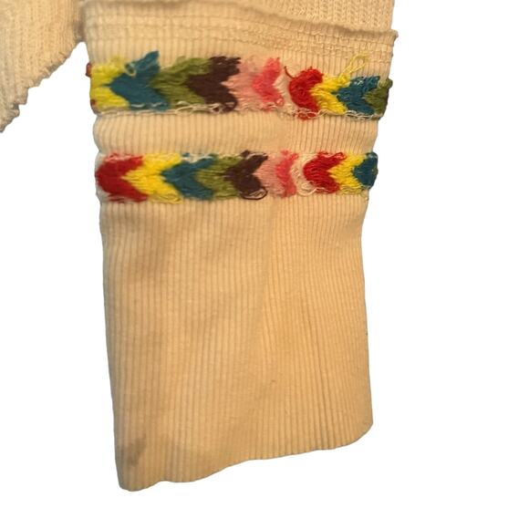 Free People Rainbow Embroidered Accent Long Sleeve Embroidered Thermal XS Boho - Picture 3 of 8